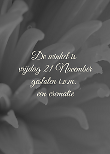 WINKEL GESLOTEN VRIJDAG 21 NOVEMBER