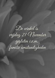 WINKEL GESLOTEN VRIJDAG 21 NOVEMBER