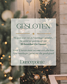 Gesloten tijdens de Kerst